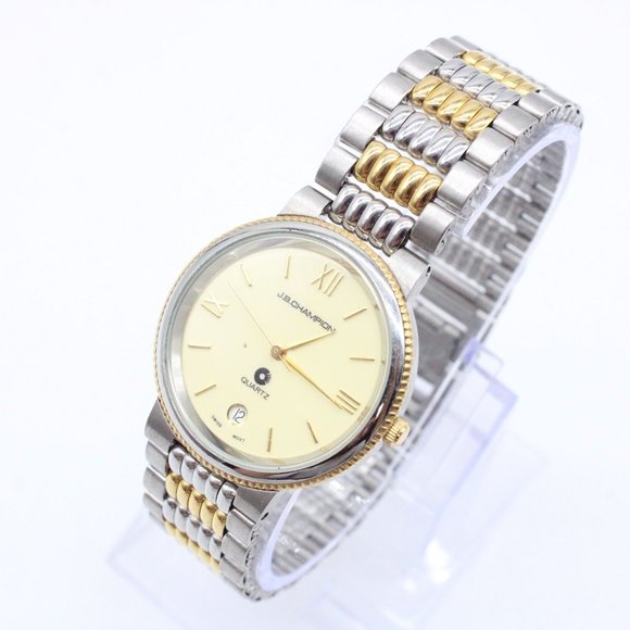 J.B Champion Watch Mens Silver Tone Stainless Steel Beige Dial Swiss Movt - Picture 4 of 8